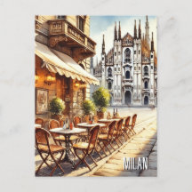 Cafe in Milan Watercolor Painting Mug
