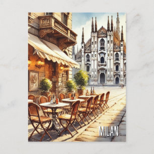 Cafe in Milan Watercolor Painting Mug Postcard