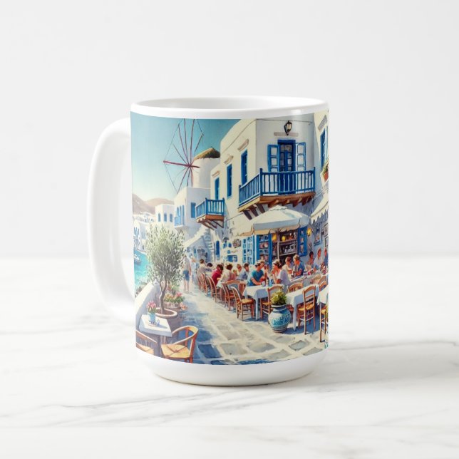 Cafe in Mykonos Greece Coffee Mug (Front Left)