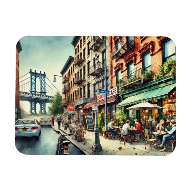 Cafe in New York Brooklyn Magnet (Horizontal)