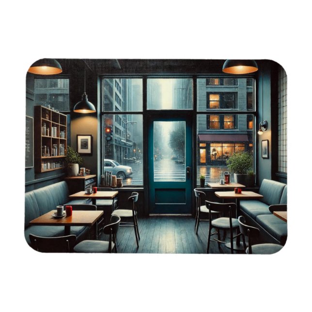 Cafe in Rainy Seattle Magnet (Horizontal)