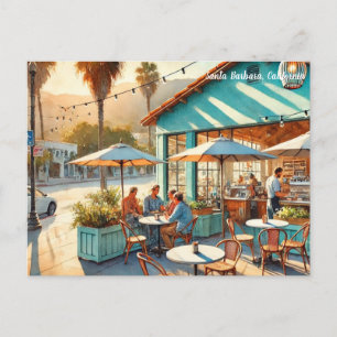 Cafe in Santa Barbara California Postcard
