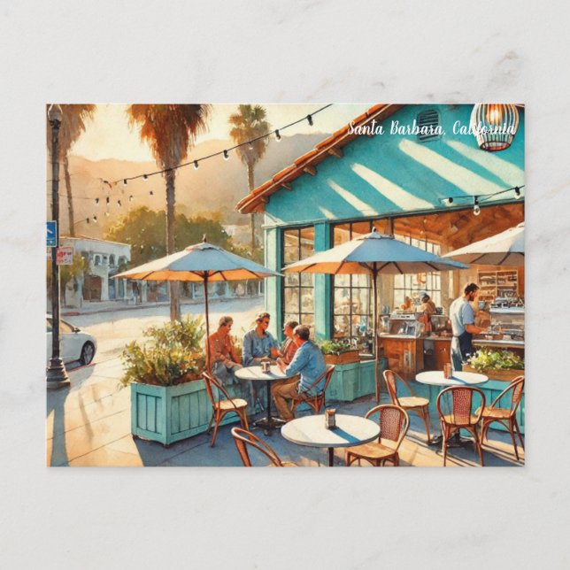 Cafe in Santa Barbara California Postcard (Front)