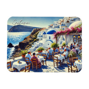 Cafe in Santorini Magnet