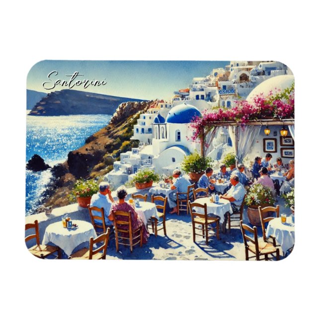 Cafe in Santorini Magnet (Horizontal)