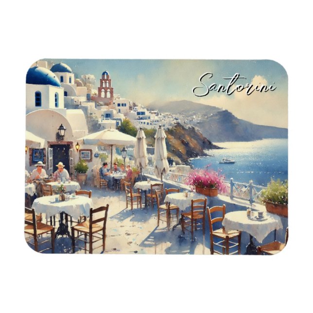 Cafe in Santorini Magnet (Horizontal)