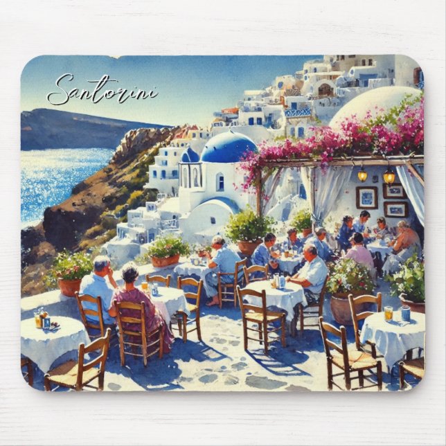 Cafe in Santorini Mouse Pad (Front)