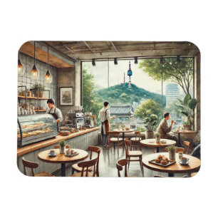 Cafe in Seoul Korea Namsan Mug Magnet