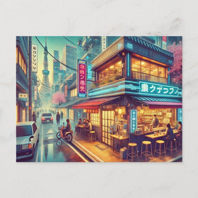 Cafe in Tokyo Postcard (Front)