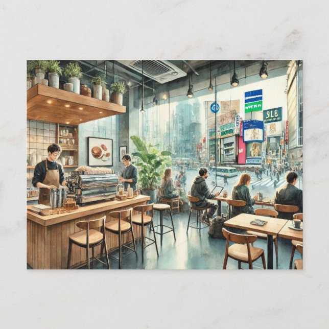 Cafe in Tokyo Postcard (Front)