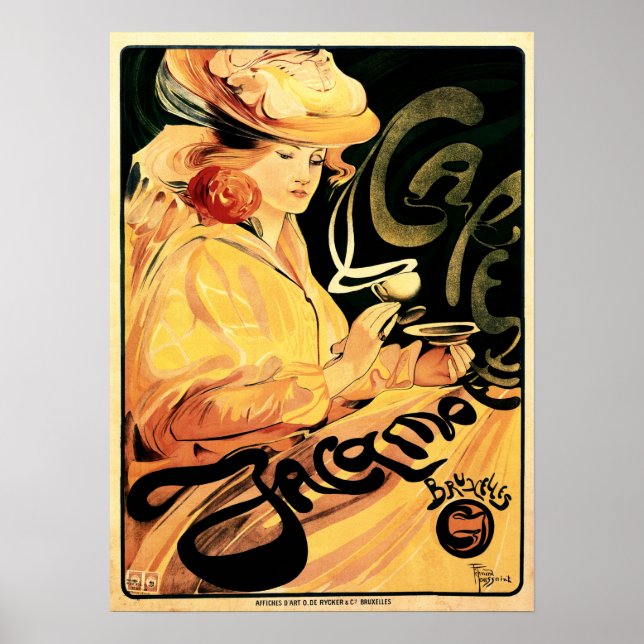 CAFE JACAMOTTE Brussels Art by Fernand Toussaint Poster (Front)