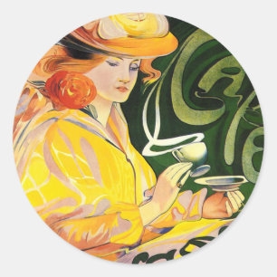 Cafe Jacqmotte ~ Art Nouveau Classic Round Sticker