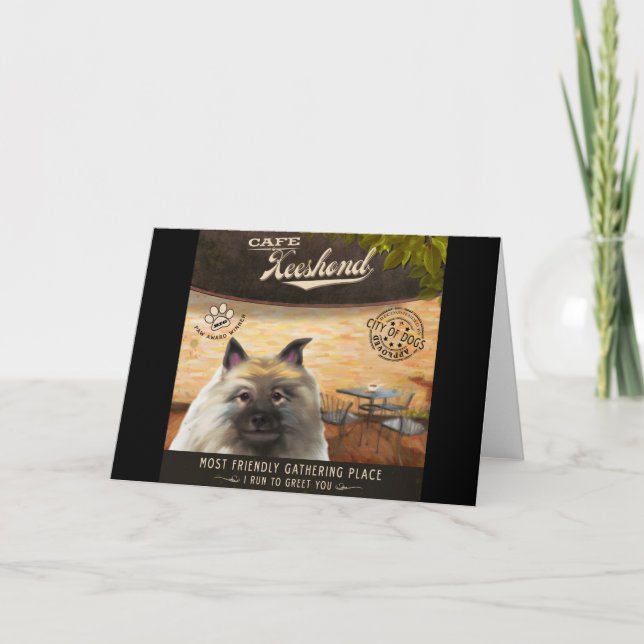 Cafe Keeshond Holiday Card (Front)