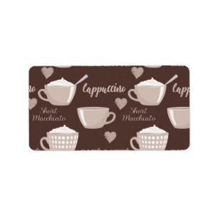 Cafe Latte Brown Coffee Cup Cappuccino Label