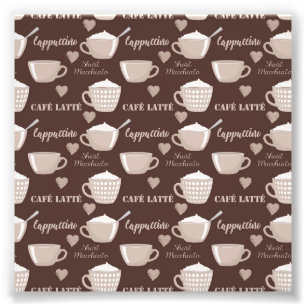 Cafe Latte Brown Coffee Cup Cappuccino Lover Photo Print