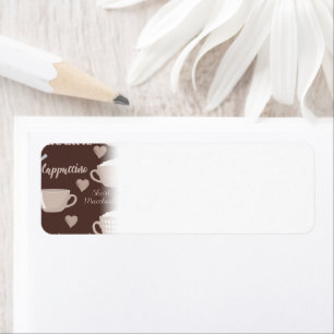 Cafe Latte Brown Coffee Cup Cappuccino Lover Return Address Label