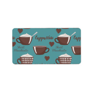 Cafe Latte Cappuccino Brown Coffee Cups Cream Label