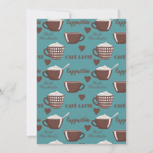 Cafe Latte Cappuccino Brown Coffee Cups Cream Thank You Card