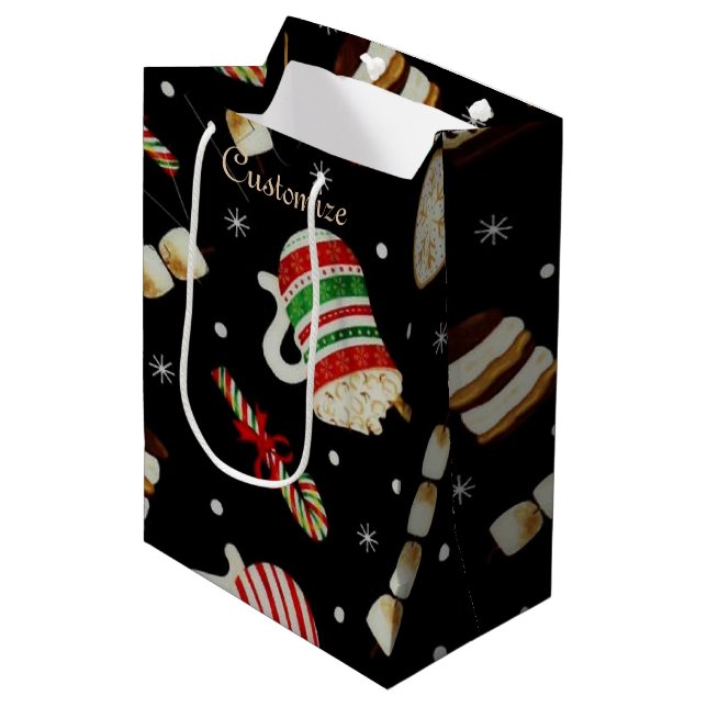 Cafe Latte Christmas Coffee Medium Gift Bag (Front Angled)