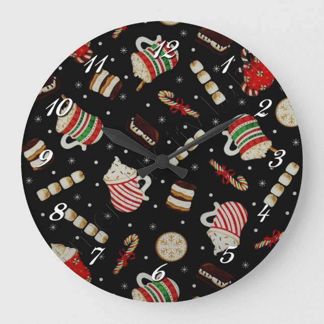 Cafe Latte Christmas Coffee Wall Clock (Front)
