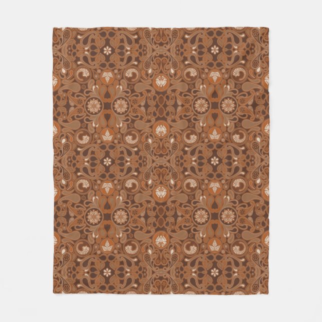 Cafe Latte Paisley Soft Fleece Blanket (Front)