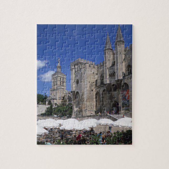 Cafe, Le Palais des Papes, Avignon, Vaucluse, Jigsaw Puzzle (Vertical)
