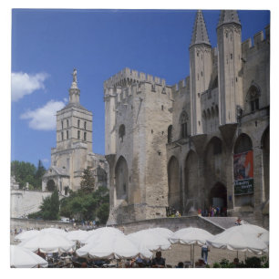 Cafe, Le Palais des Papes, Avignon, Vaucluse, Tile