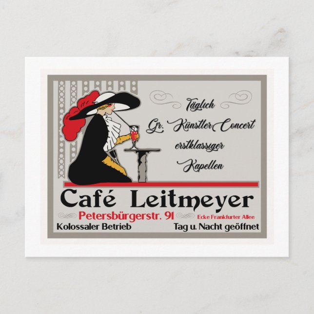 Café Leitmeyer, German retro style coffee shop ad Postcard (Front)