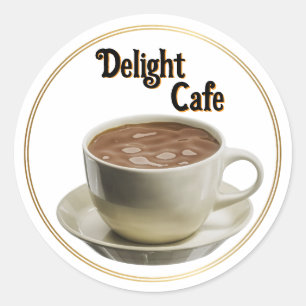 Cafe logo classic round sticker
