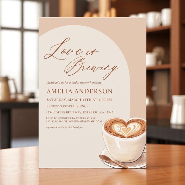 Cafe Love is Brewing Coffee Arch Bridal Shower Invitation (Creator Uploaded)