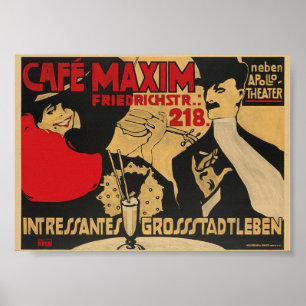 Cafe Maxim, Germany, Vintage Poster