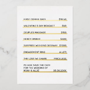 Café Menu Fun Unique Save the Date 