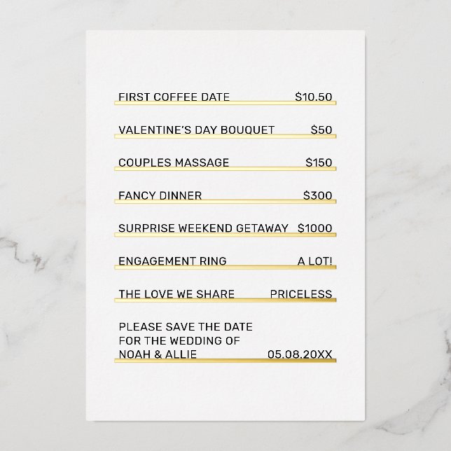 Café Menu Fun Unique Save the Date  (Front)