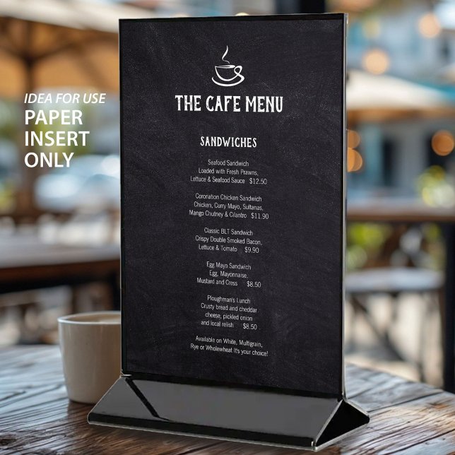 Cafe Menu QR code ordering black paper inserts  (Creator Uploaded)