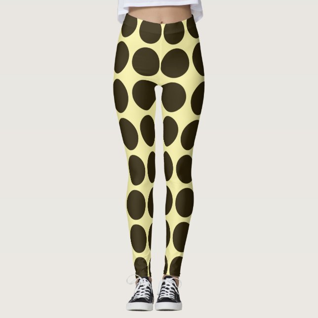 Café Mocha Cream Neutral Dots Leggings (Front)