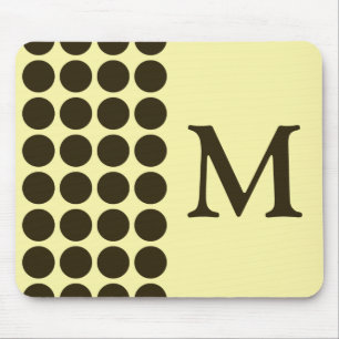 Café Mocha Cream Neutral Dots with monogram Mouse Pad