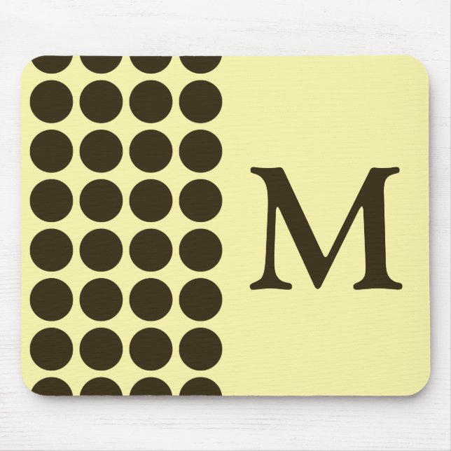 Café Mocha Cream Neutral Dots with monogram Mouse Pad (Front)