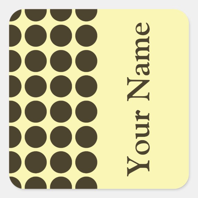 Café Mocha Cream Neutral Dots with name text Square Sticker (Front)