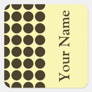 Café Mocha Cream Neutral Dots with name text Square Sticker