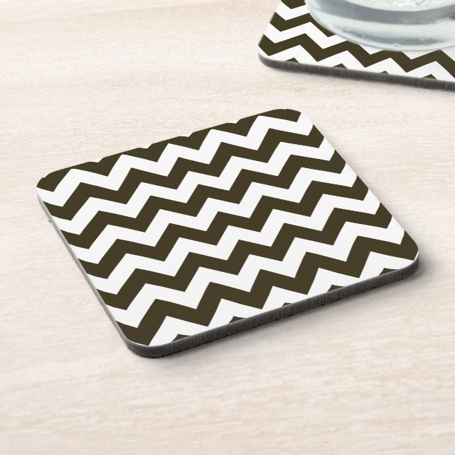 Café Mocha Neutral Chevron Coaster (Left Side)