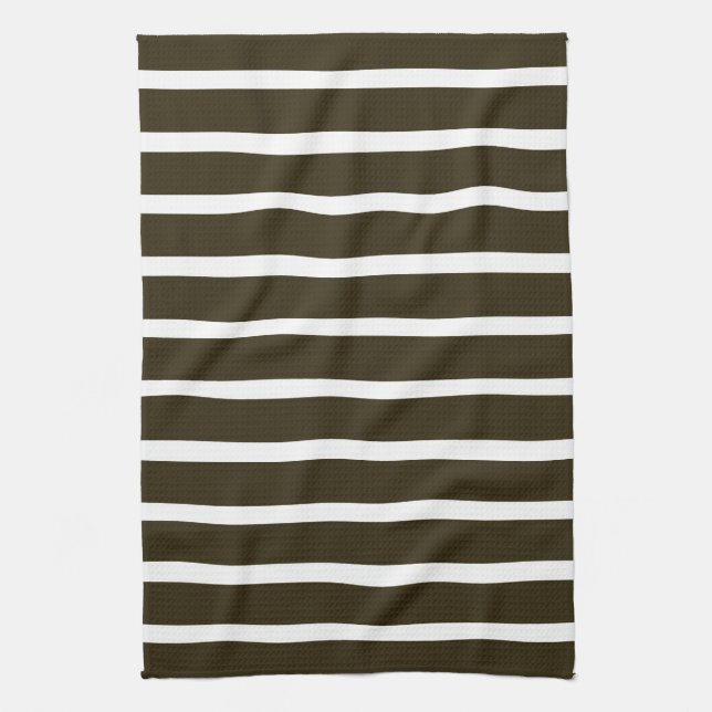 Café Mocha Neutral Stripes Tea Towel (Vertical)
