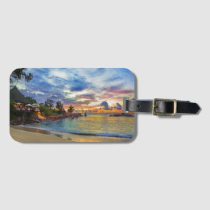 Cafe On Tropical Beach At Sunset Luggage Tag