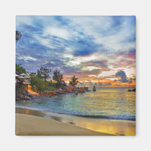 Cafe On Tropical Beach At Sunset Magnet
