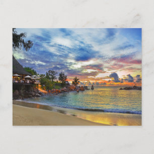 Cafe On Tropical Beach At Sunset Postcard