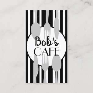  cafe or catering bold modern chic grey and white business card
