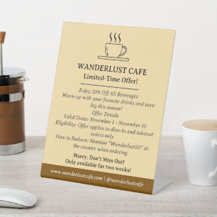 Cafe or Coffee House or Restaurant Business Pedestal Sign