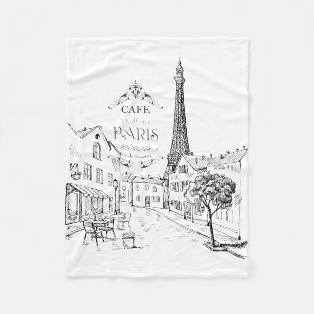 Cafe Paris Fleece Blanket (Front)