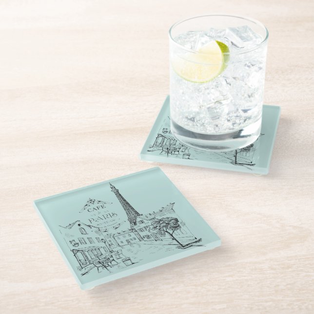 Cafe Paris Glass Coaster (Angled)