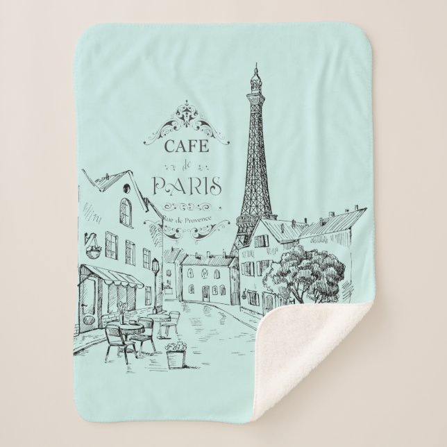 cafe Paris Sherpa Blanket (Front)