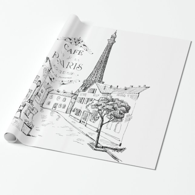 Cafe Paris Wrapping Paper (Unrolled)